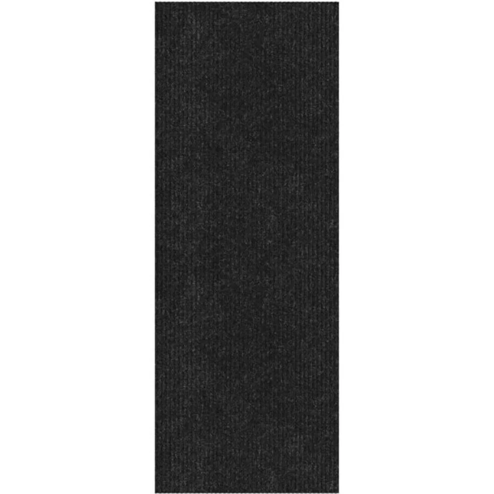 New Solid Design Non-Slip Rubberback 2x6 Indoor/Outdoor Runner Rug, Black